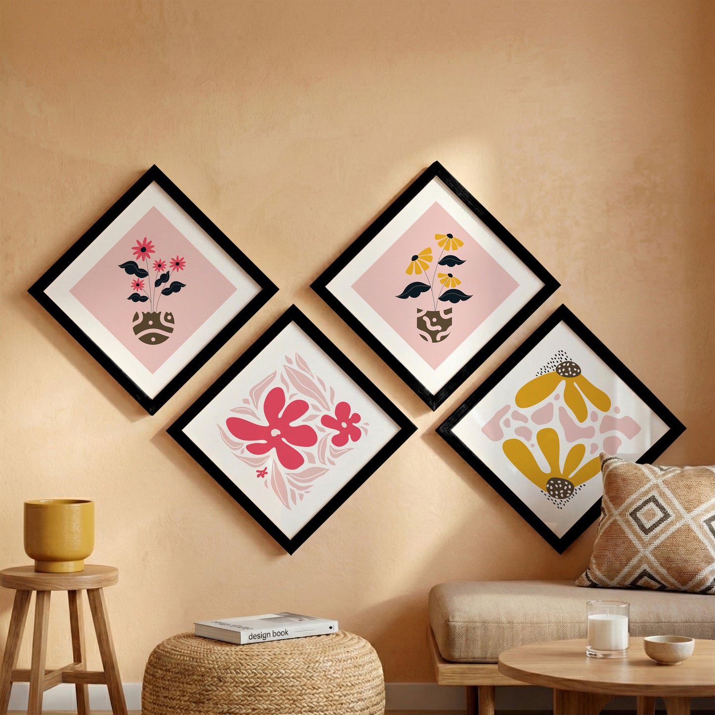 Pastel Floral Wall Frame Set of 4