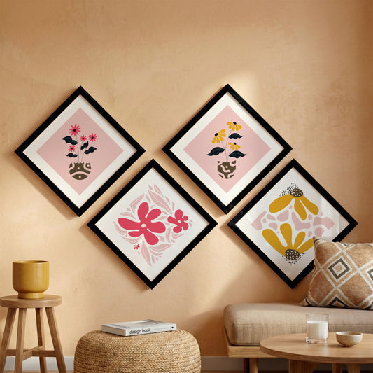 Pastel Floral Wall Frame Set of 4