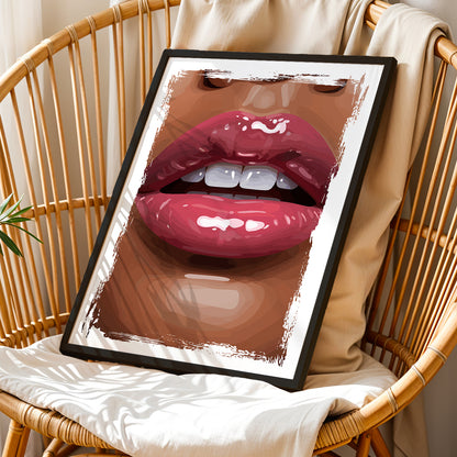 Glossy Lips Pop Art Framed Wall Decor