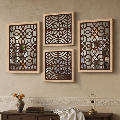Circle Grid Mirror Art Set of 4