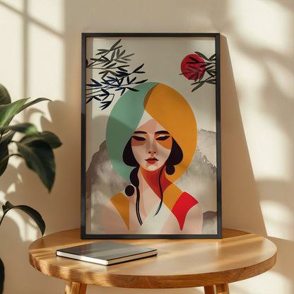 Modern Abstract Woman Portrait Framed Wall Decor