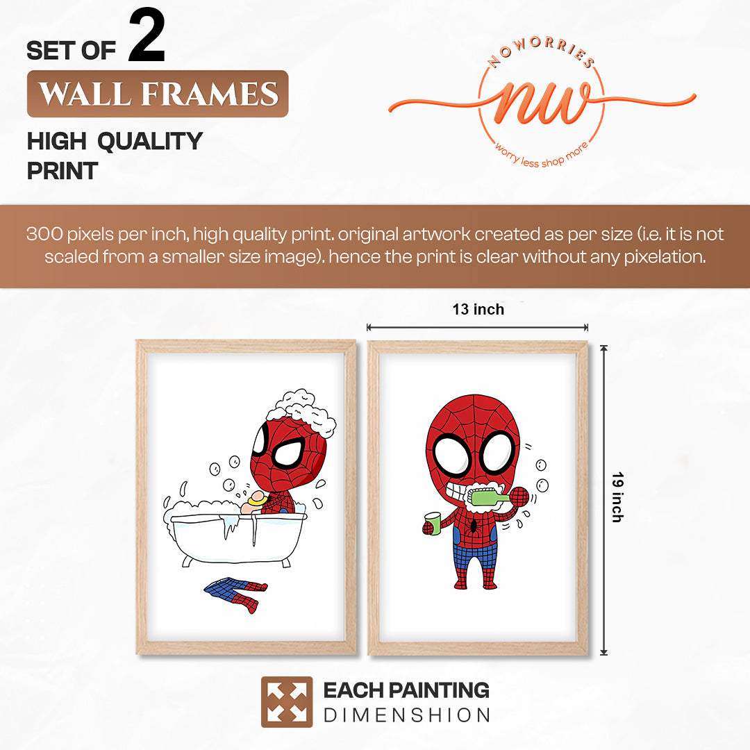 Spider-Man Bathroom Wall Frames Set of 2