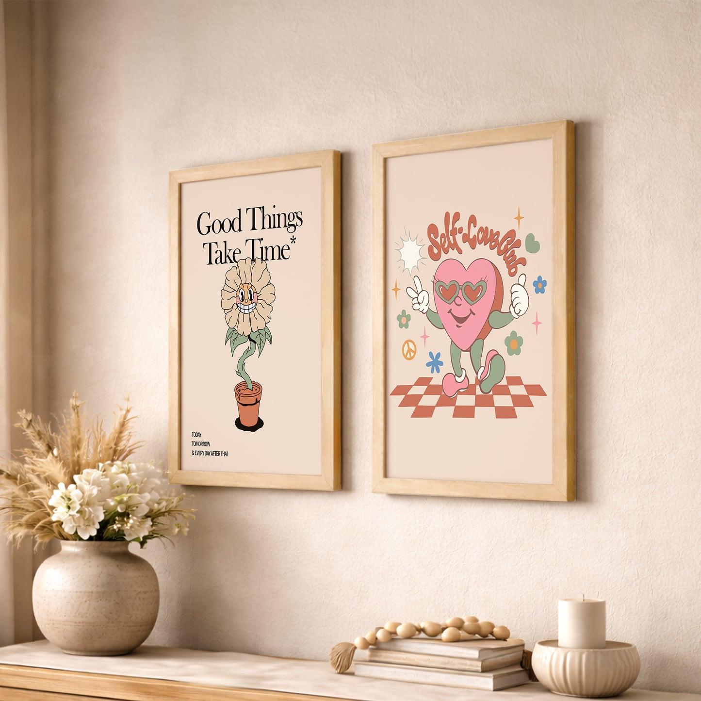 Good Things Take Time Self-Care Wall Art Set of 2