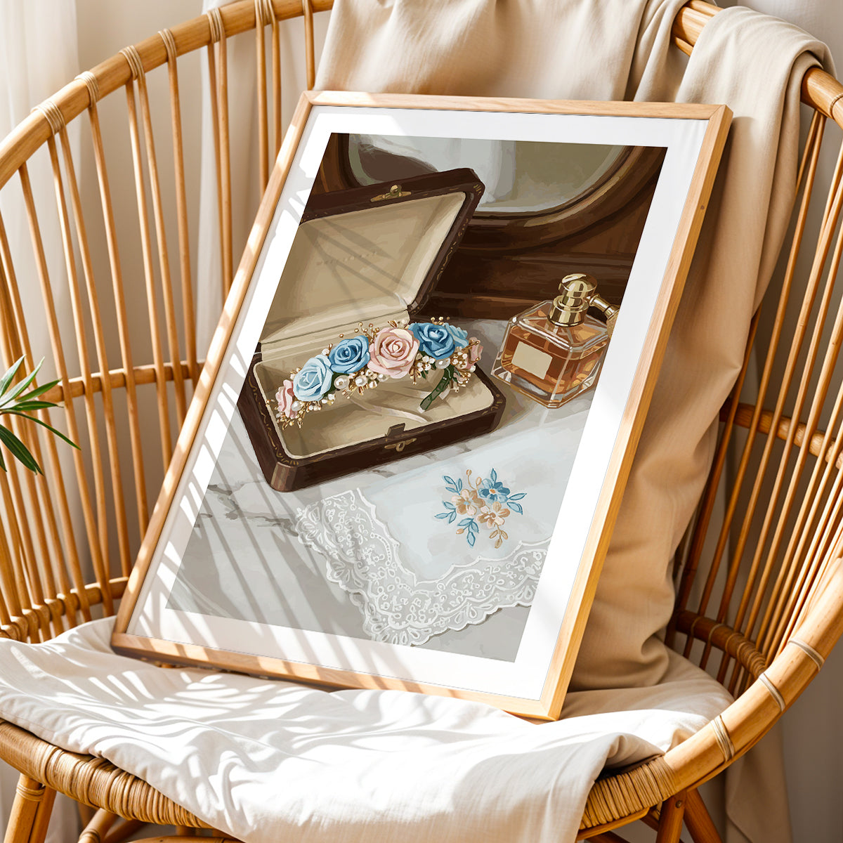 Vintage Vanity Perfume & Floral Framed Wall Art