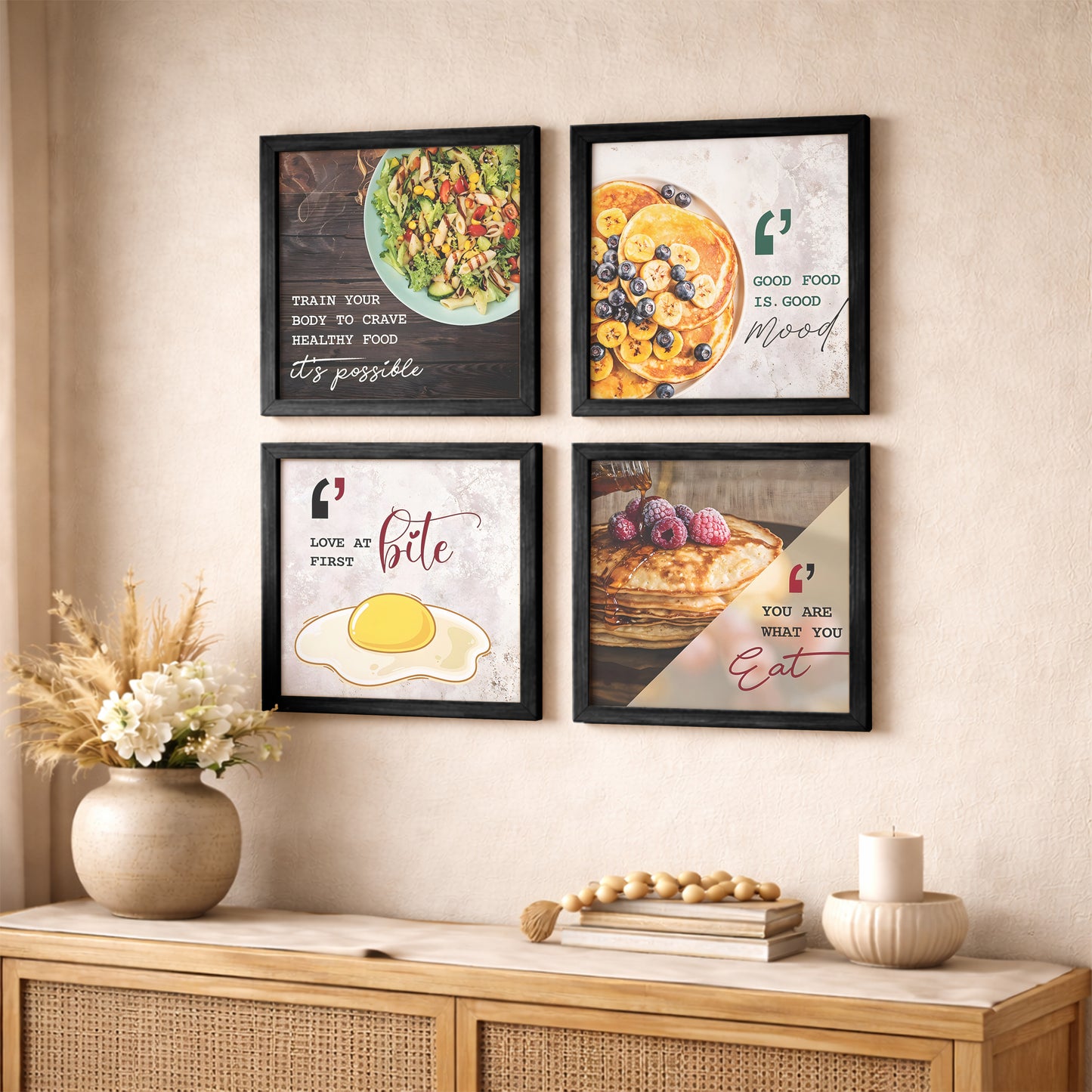 Healthy Food Kitchen Wall Art Set of 4