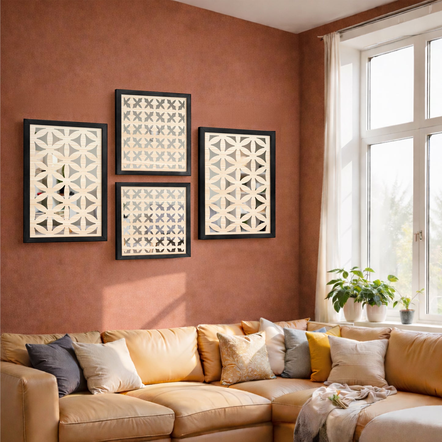 Modern Geometric Mirror Set of 4