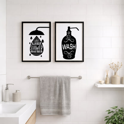 Bathroom Rules Wall Frames Set of 2