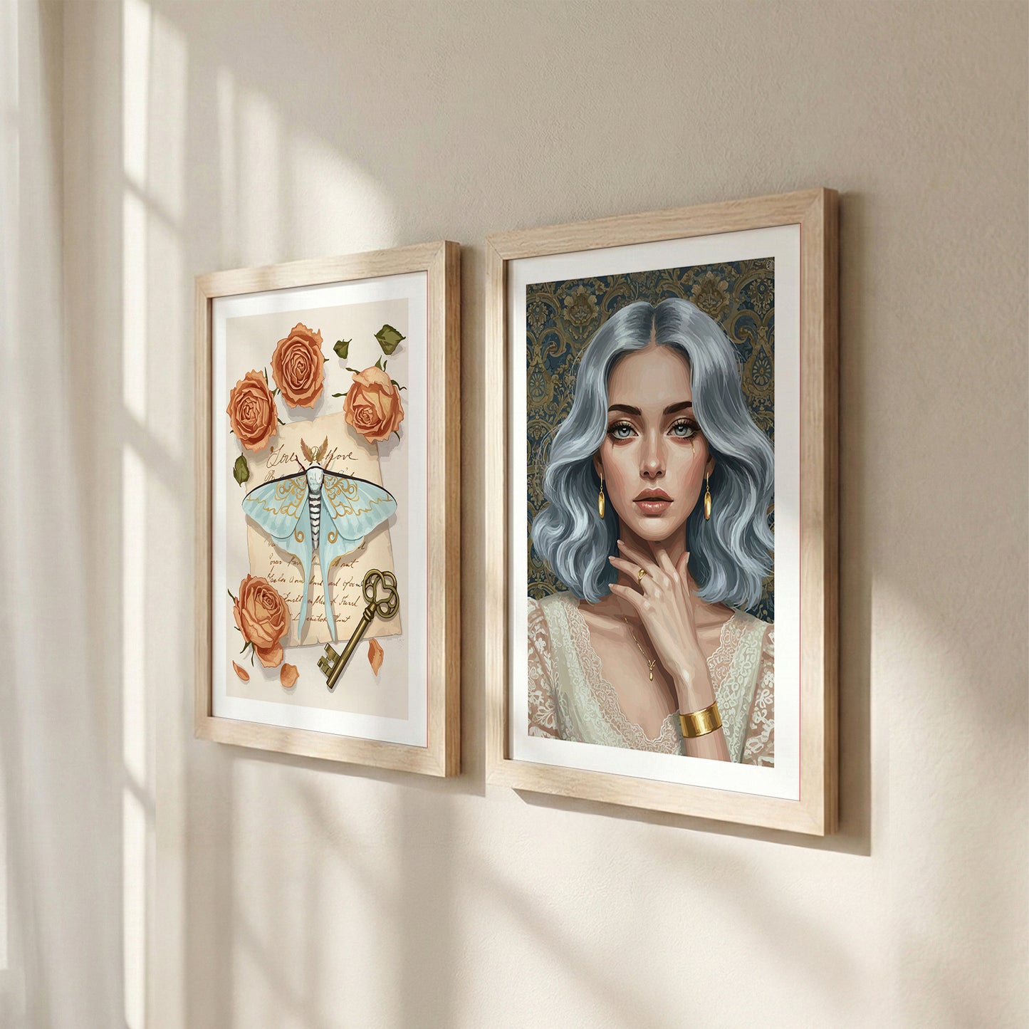 Vintage Rose Wall Art Set