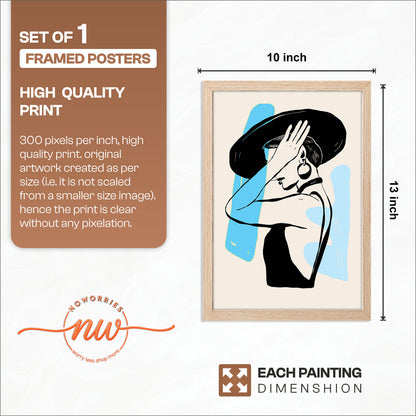 Abstract Lady in Hat Framed Wall Art Print