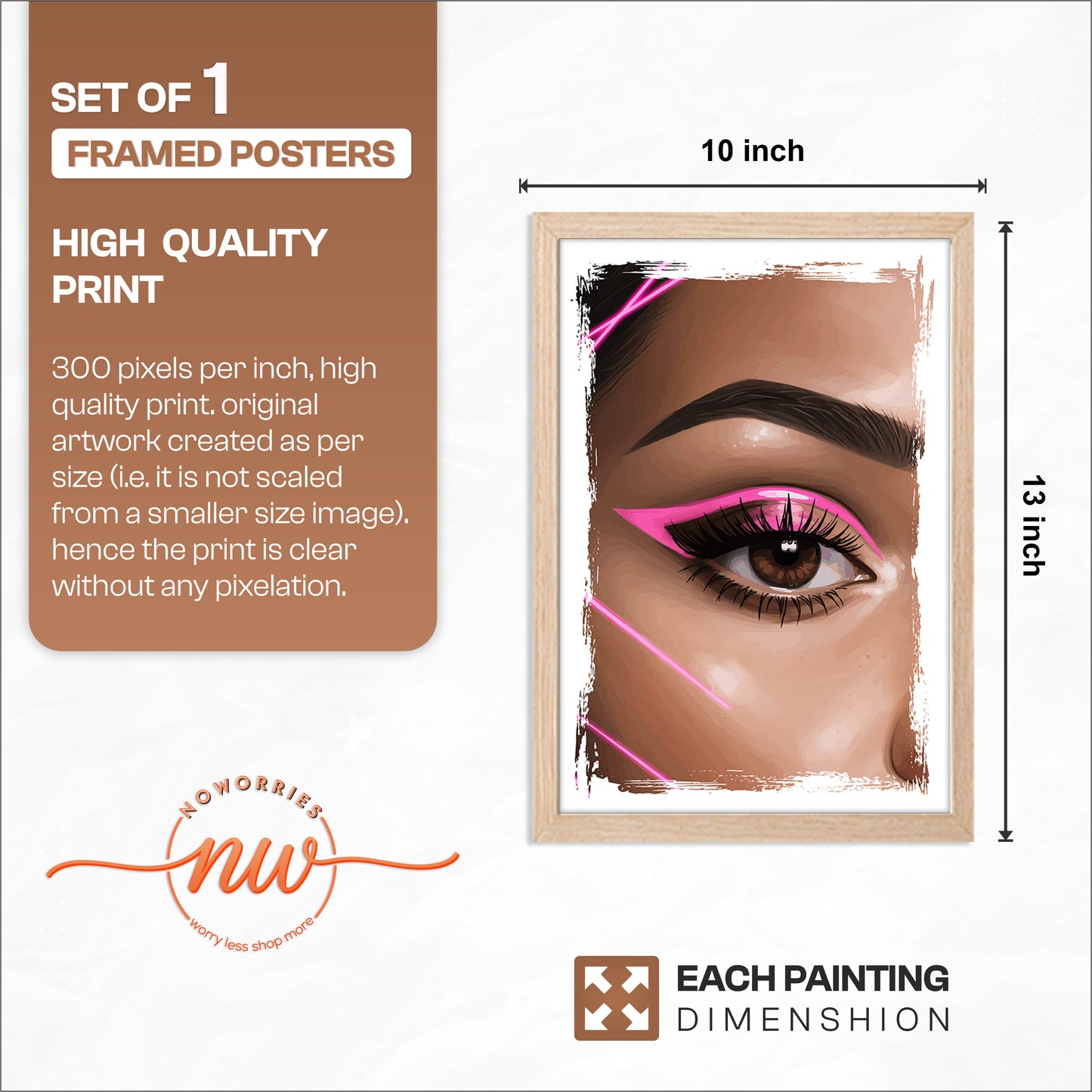 Pink Neon Eye Makeup Beauty Framed Poster