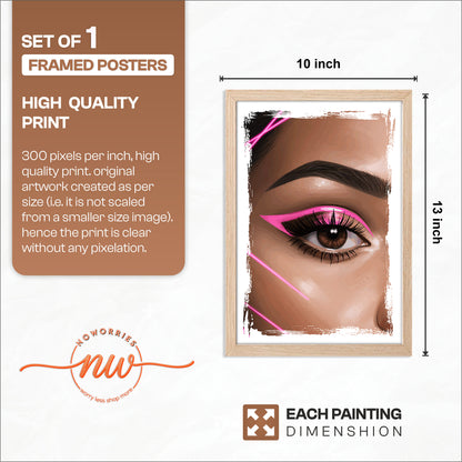 Pink Neon Eye Makeup Beauty Framed Poster