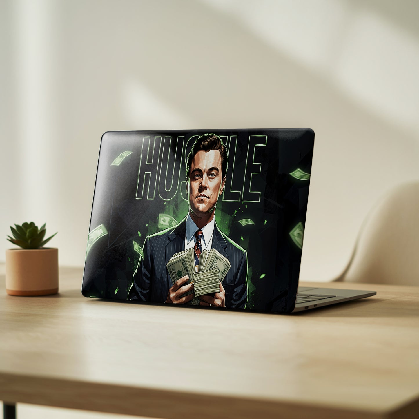 Hustle & Cash Neon Green Motivation Aesthetic Laptop Skin