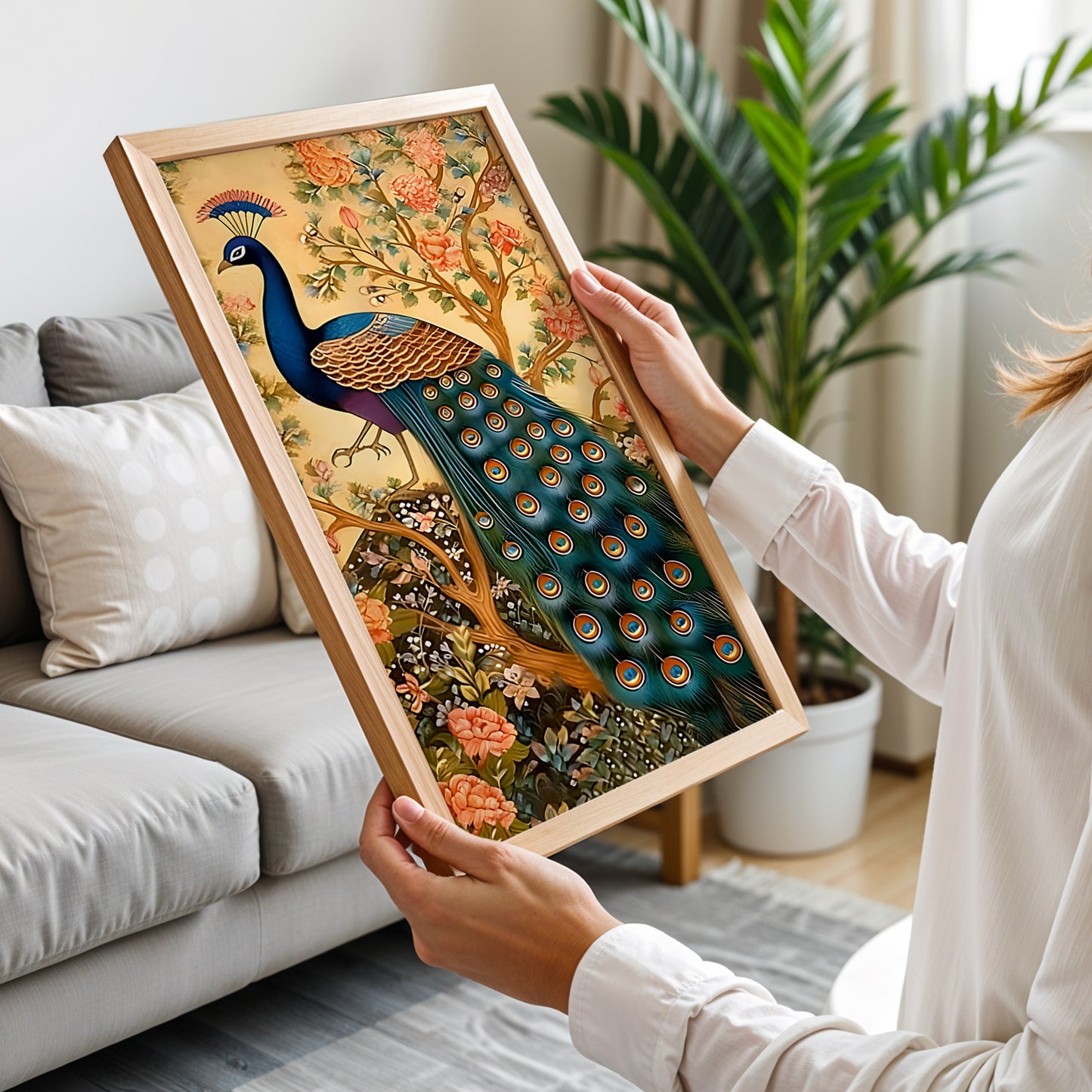 Floral Peacock Wall Frame