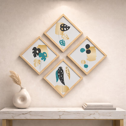 Modern Leaf Art Wall Frame Set of 4