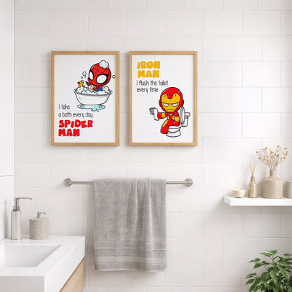 Marvel Bathroom Kids Wall Frames Set of 2