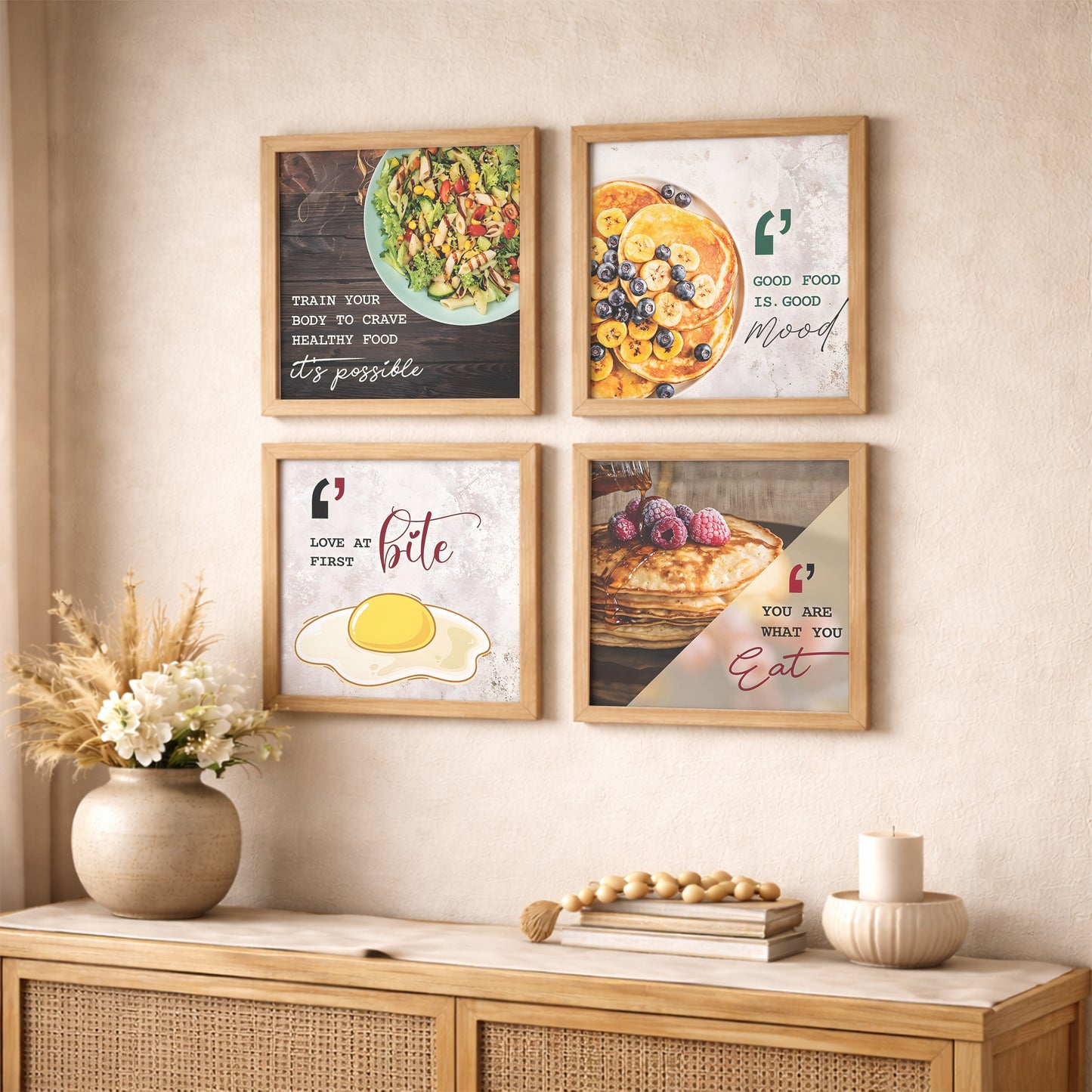 Healthy Food Kitchen Wall Art Set of 4