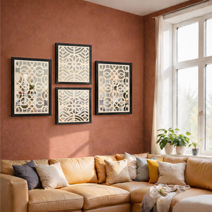Circle Grid Mirror Art Set of 4