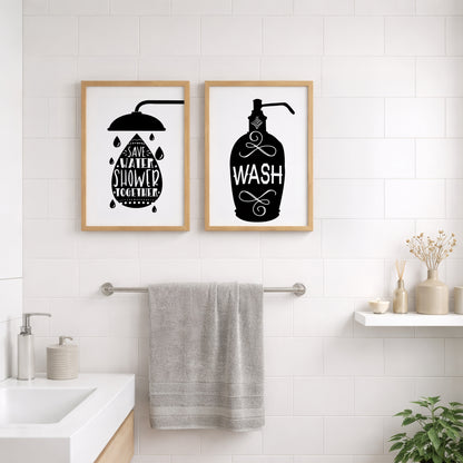 Bathroom Rules Wall Frames Set of 2