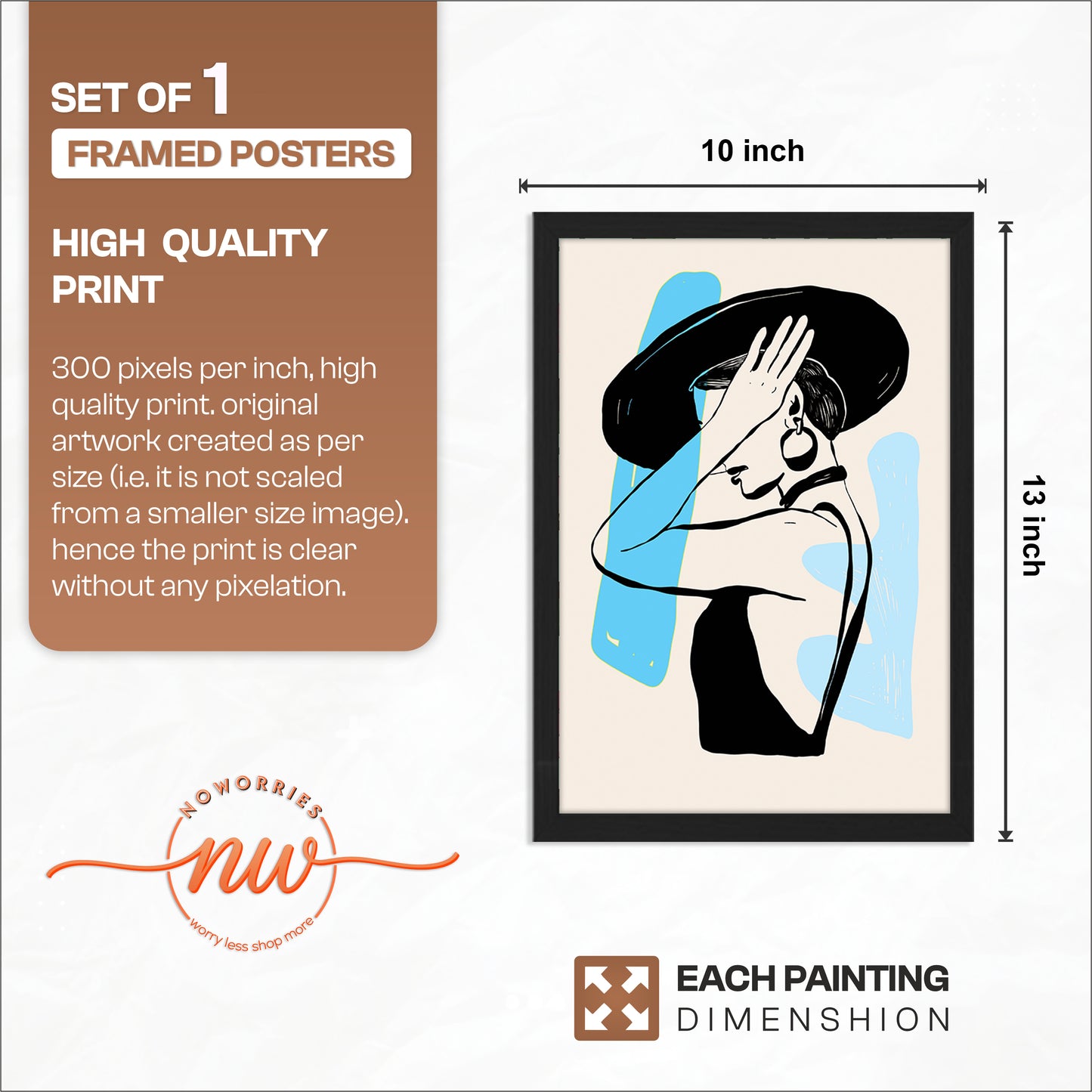 Abstract Lady in Hat Framed Wall Art Print