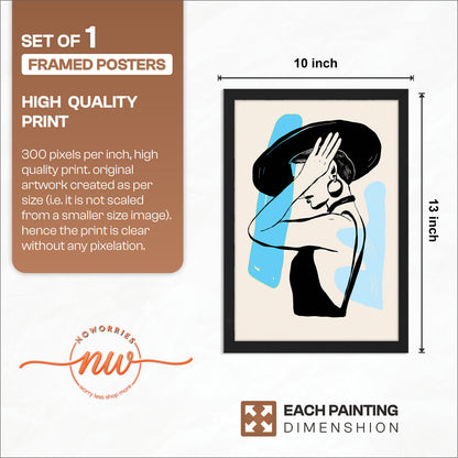 Abstract Lady in Hat Framed Wall Art Print