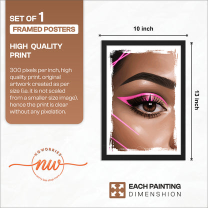 Pink Neon Eye Makeup Beauty Framed Poster