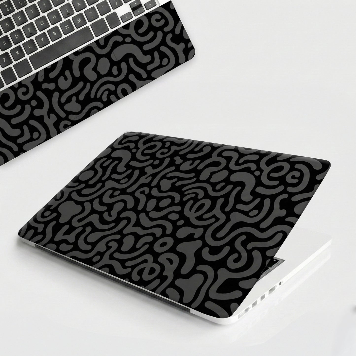 Black & Grey Doodle Maze Minimalist Laptop Skin