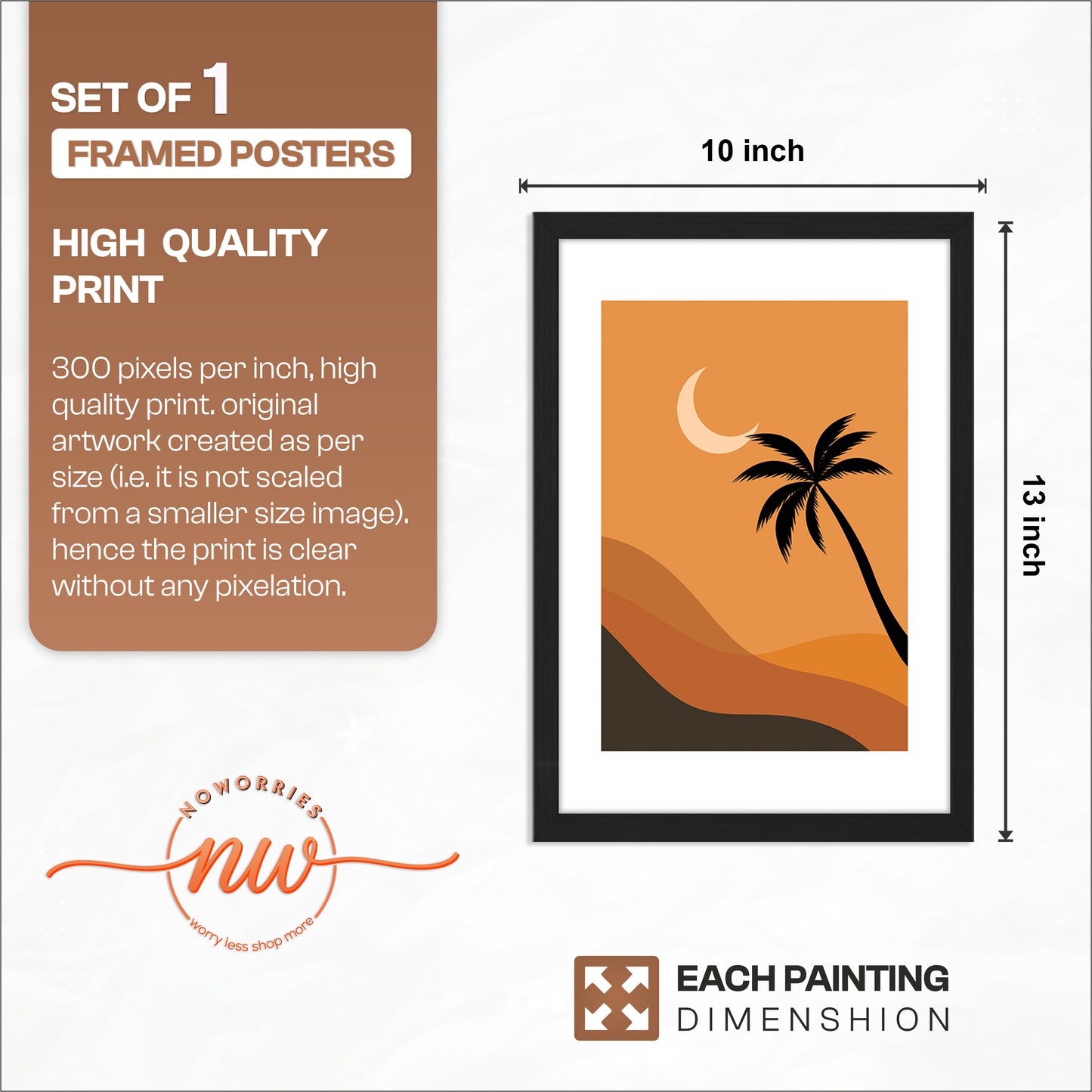Boho Desert Palm Moon Minimalist Wall Art