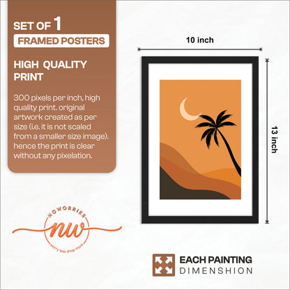 Boho Desert Palm Moon Minimalist Wall Art