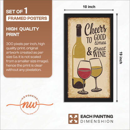Cheers Wine Vintage Wall Frame Set of 1