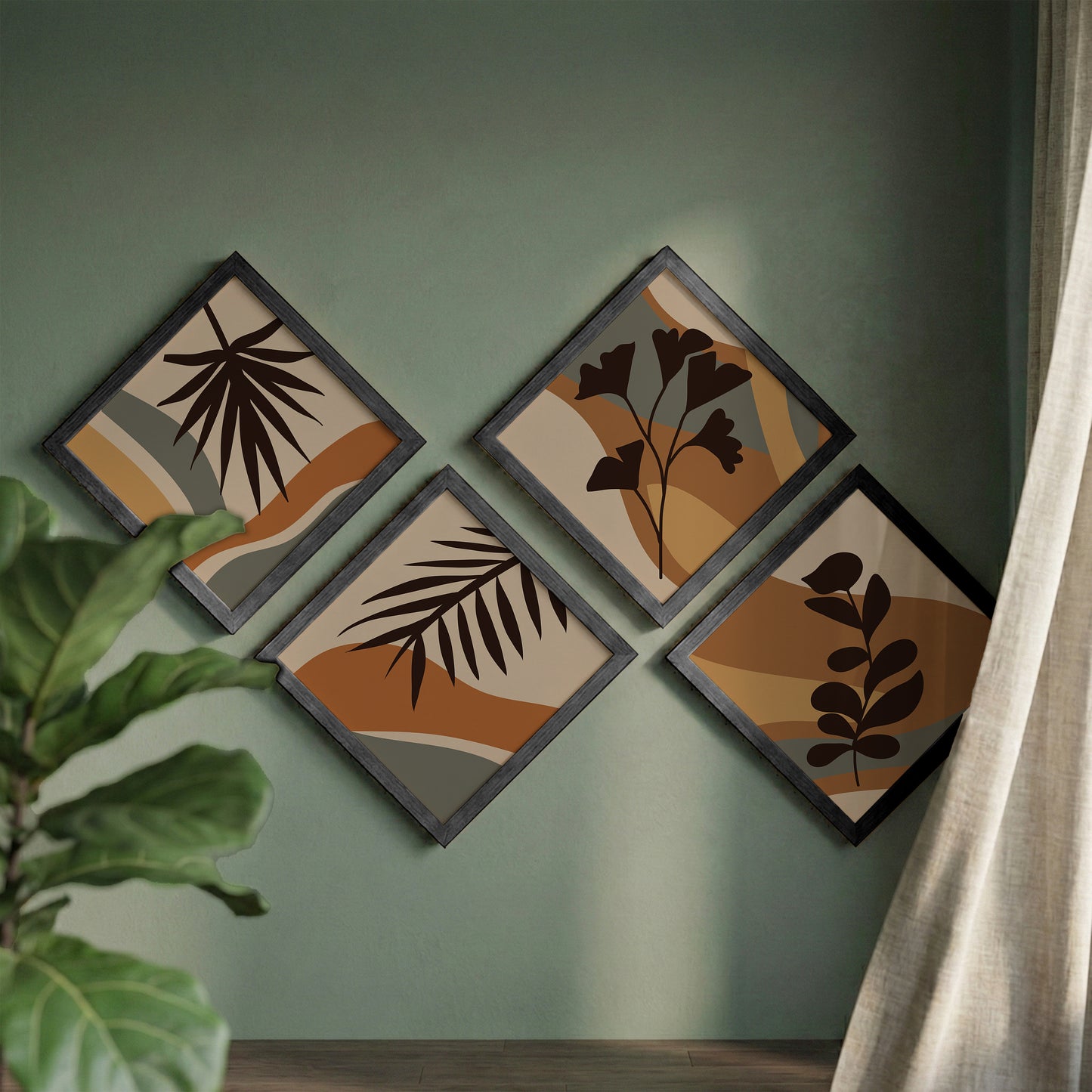 Boho Botanical Wall Frame Set of 4