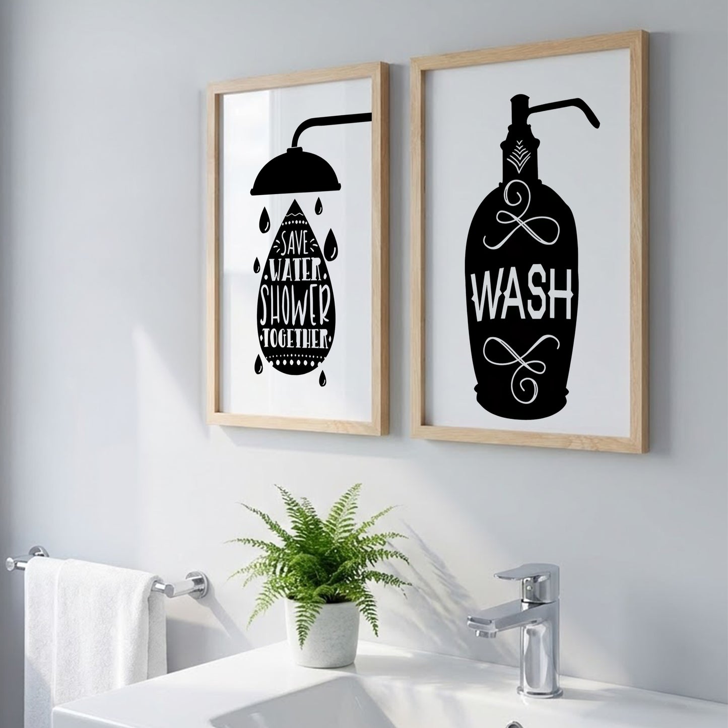 Bathroom Rules Wall Frames Set of 2