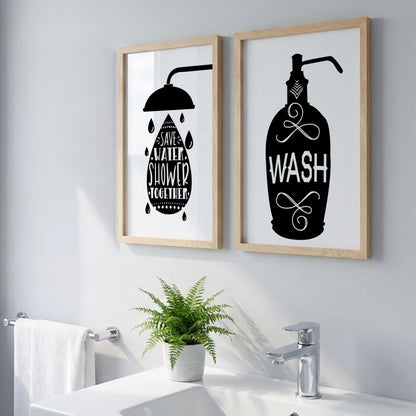 Bathroom Rules Wall Frames Set of 2