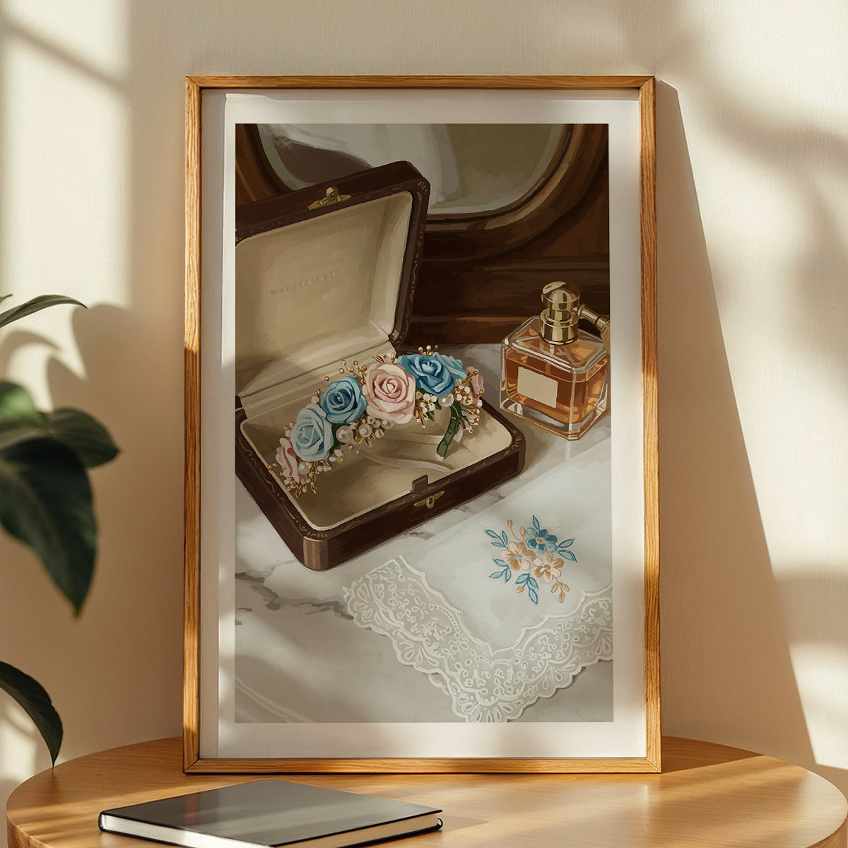 Vintage Vanity Perfume & Floral Framed Wall Art
