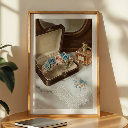 Vintage Vanity Perfume & Floral Framed Wall Art