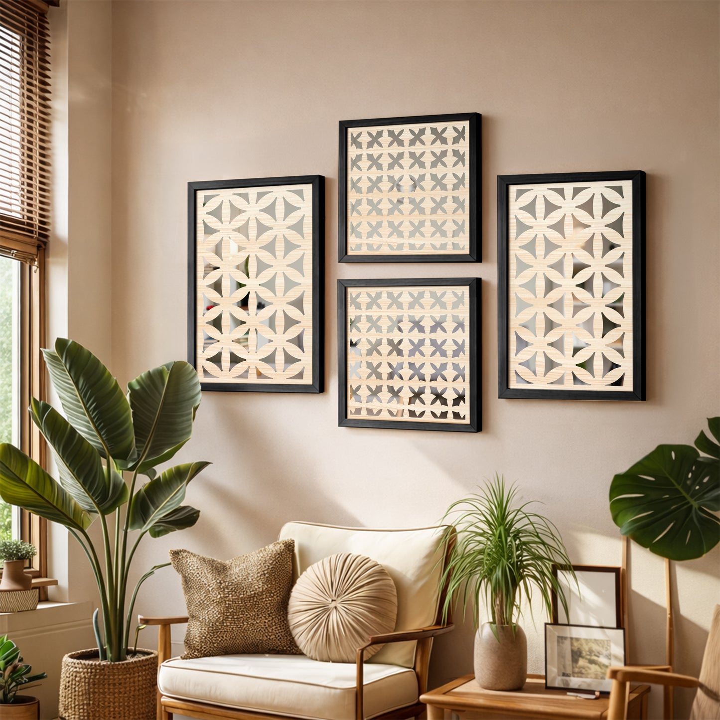Modern Geometric Mirror Set of 4