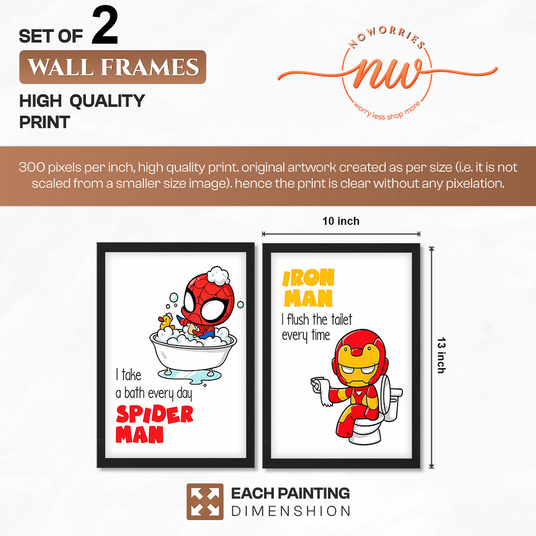 Marvel Bathroom Kids Wall Frames Set of 2