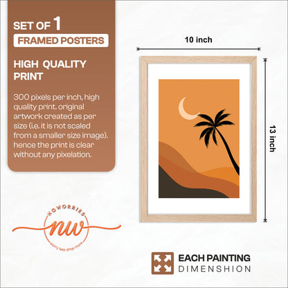 Boho Desert Palm Moon Minimalist Wall Art