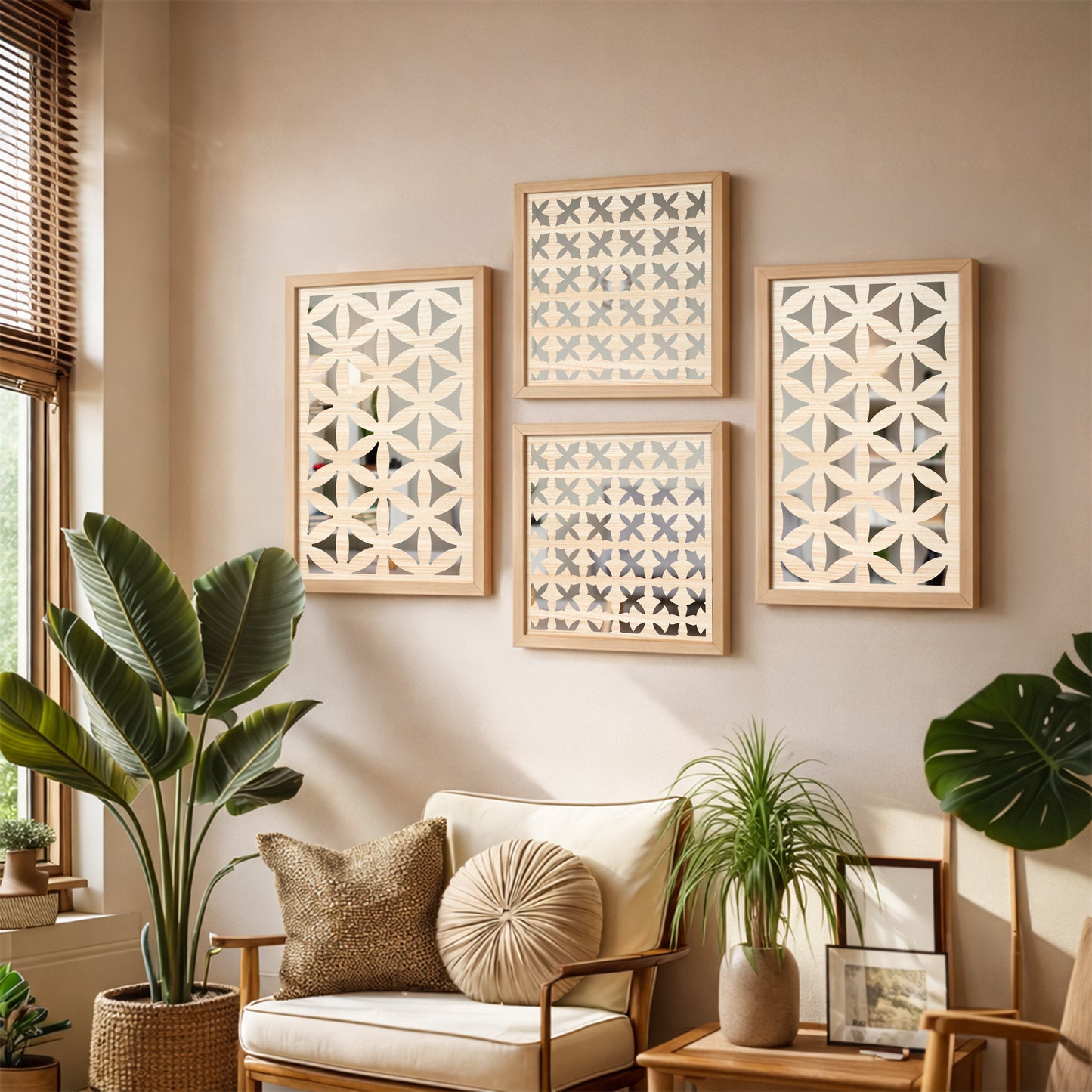 Modern Geometric Mirror Set of 4