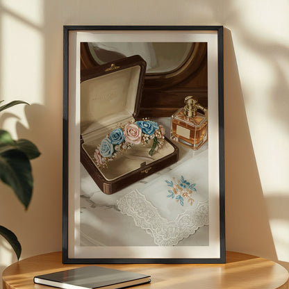 Vintage Vanity Perfume & Floral Framed Wall Art