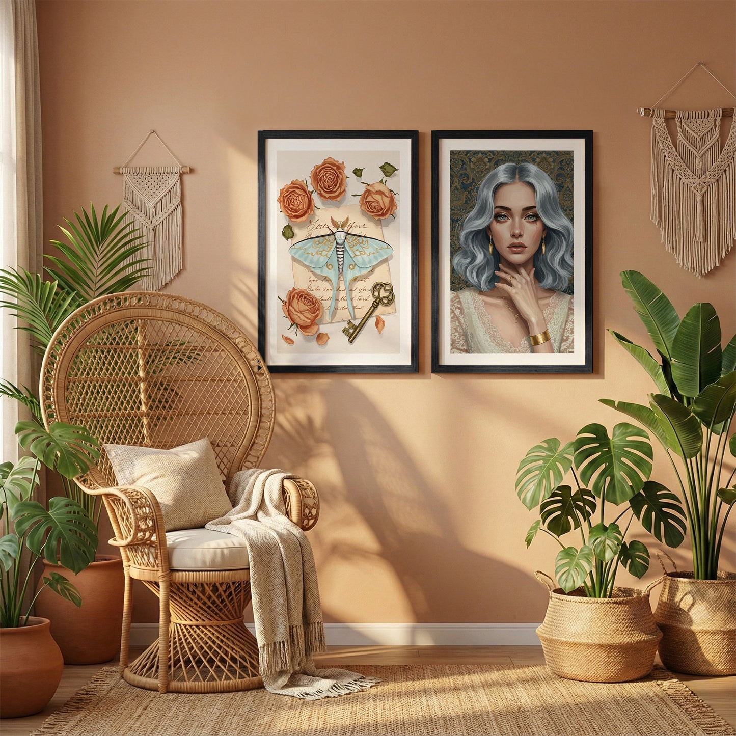 Vintage Rose Wall Art Set