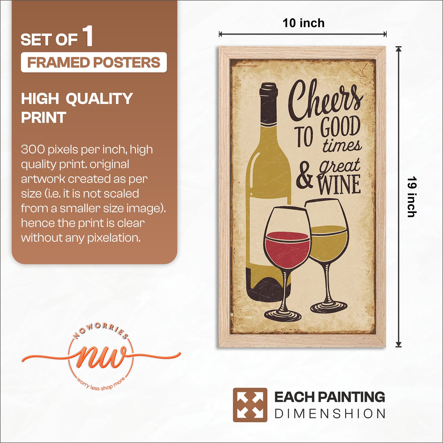 Cheers Wine Vintage Wall Frame Set of 1