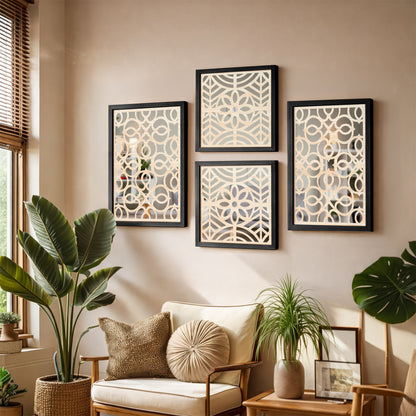 Circle Grid Mirror Art Set of 4