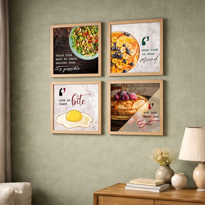 Healthy Food Kitchen Wall Art Set of 4