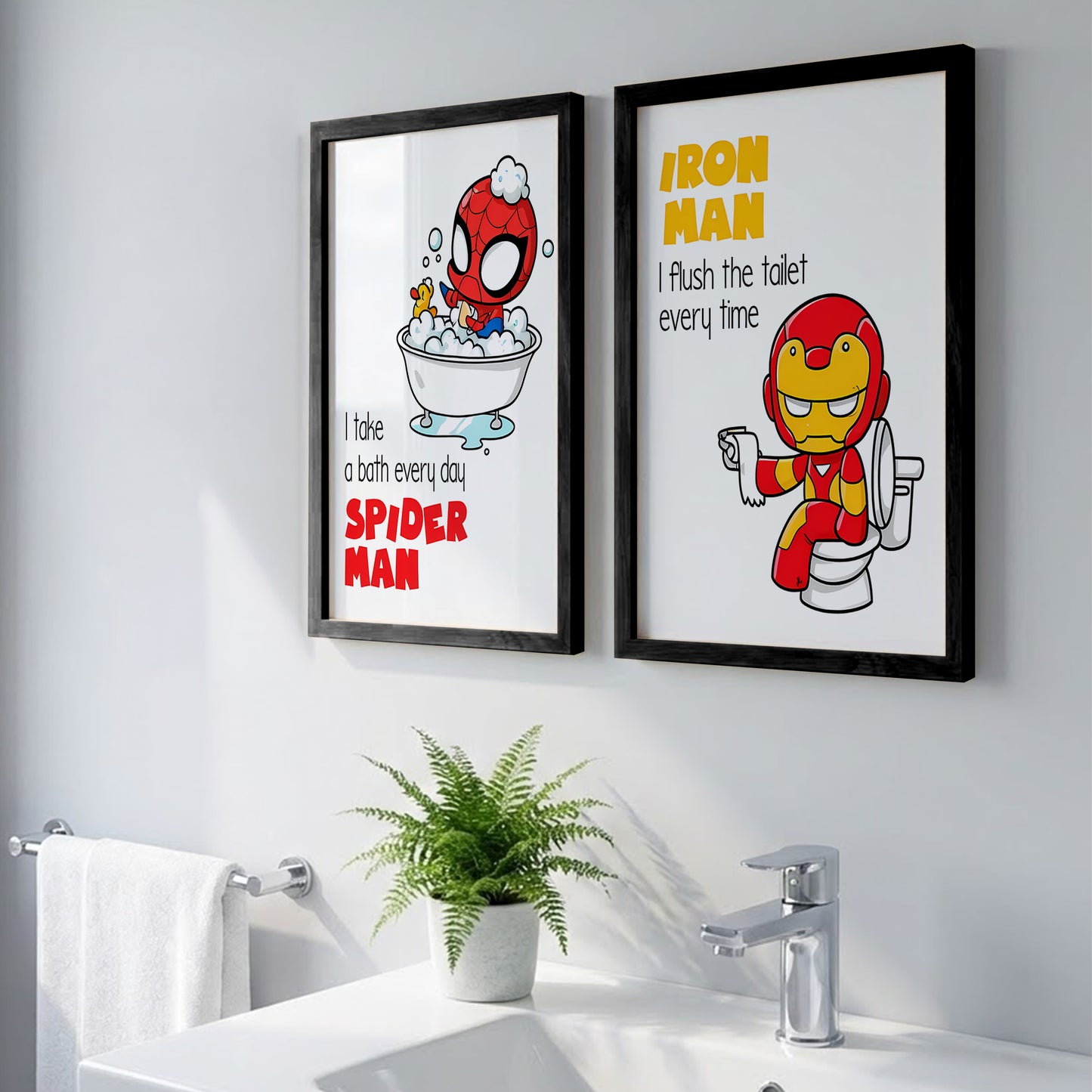 Marvel Bathroom Kids Wall Frames Set of 2