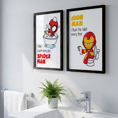 Marvel Bathroom Kids Wall Frames Set of 2
