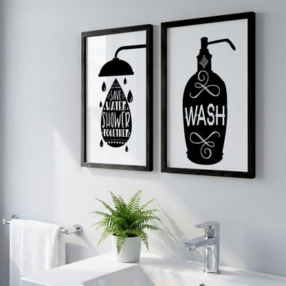 Bathroom Rules Wall Frames Set of 2