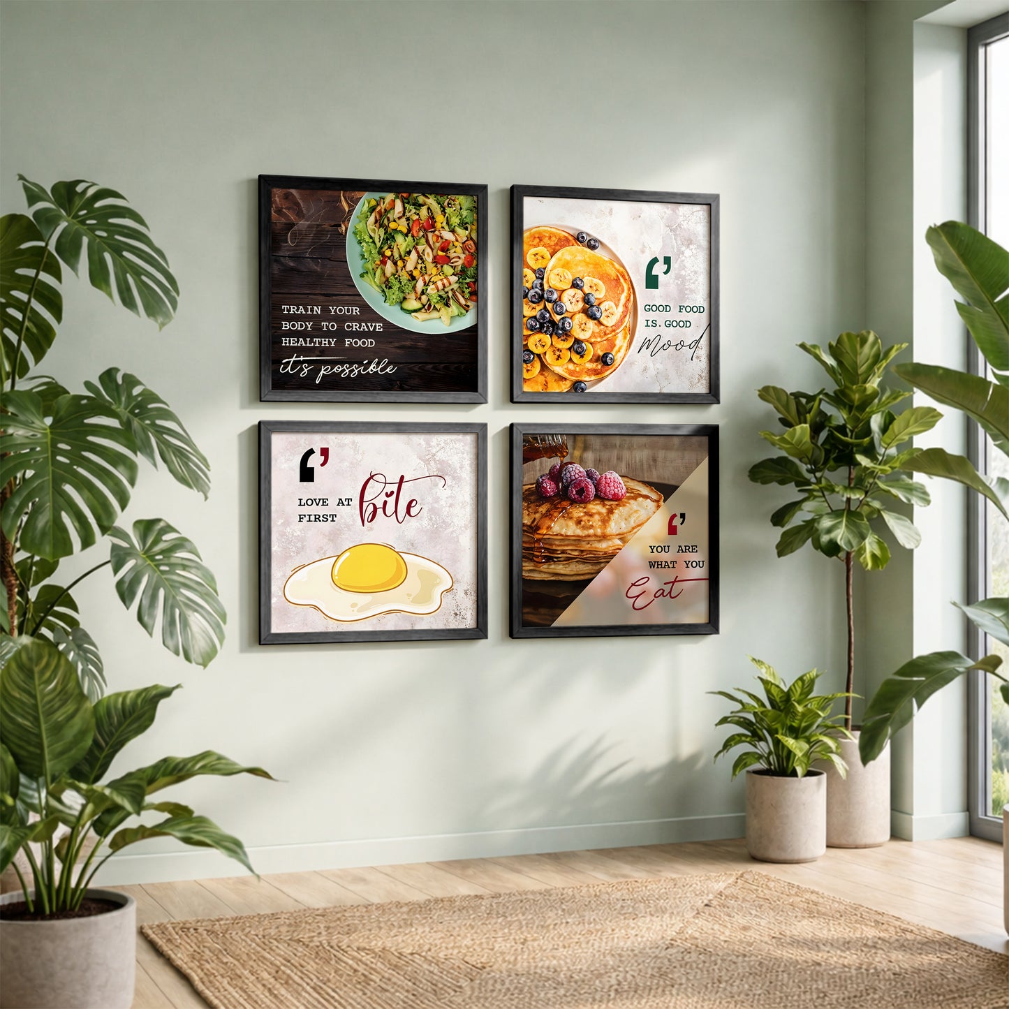 Healthy Food Kitchen Wall Art Set of 4