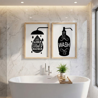 Bathroom Rules Wall Frames Set of 2