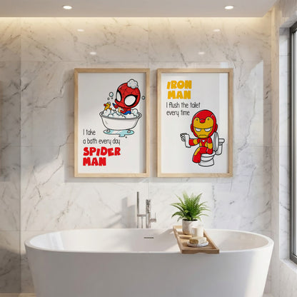 Marvel Bathroom Kids Wall Frames Set of 2