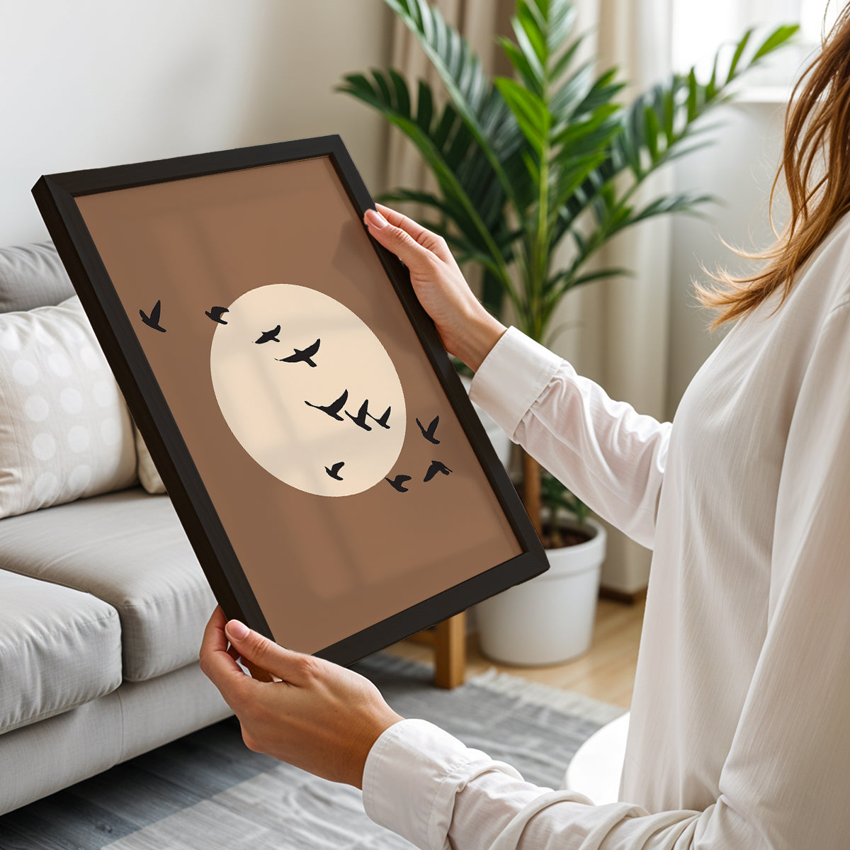 Moonlit Birds Minimalist Celestial Wall Art